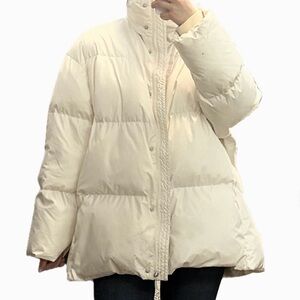 Elegant Women's Cream Puffer Jacket